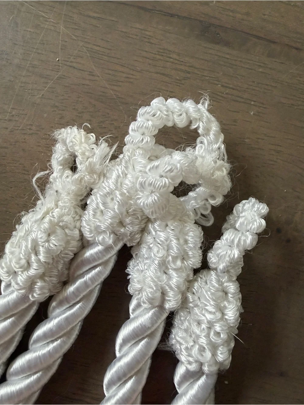 2pc White Twisted Rope Cord Curtain Tie Back Decorative Cord with Knotted Ends